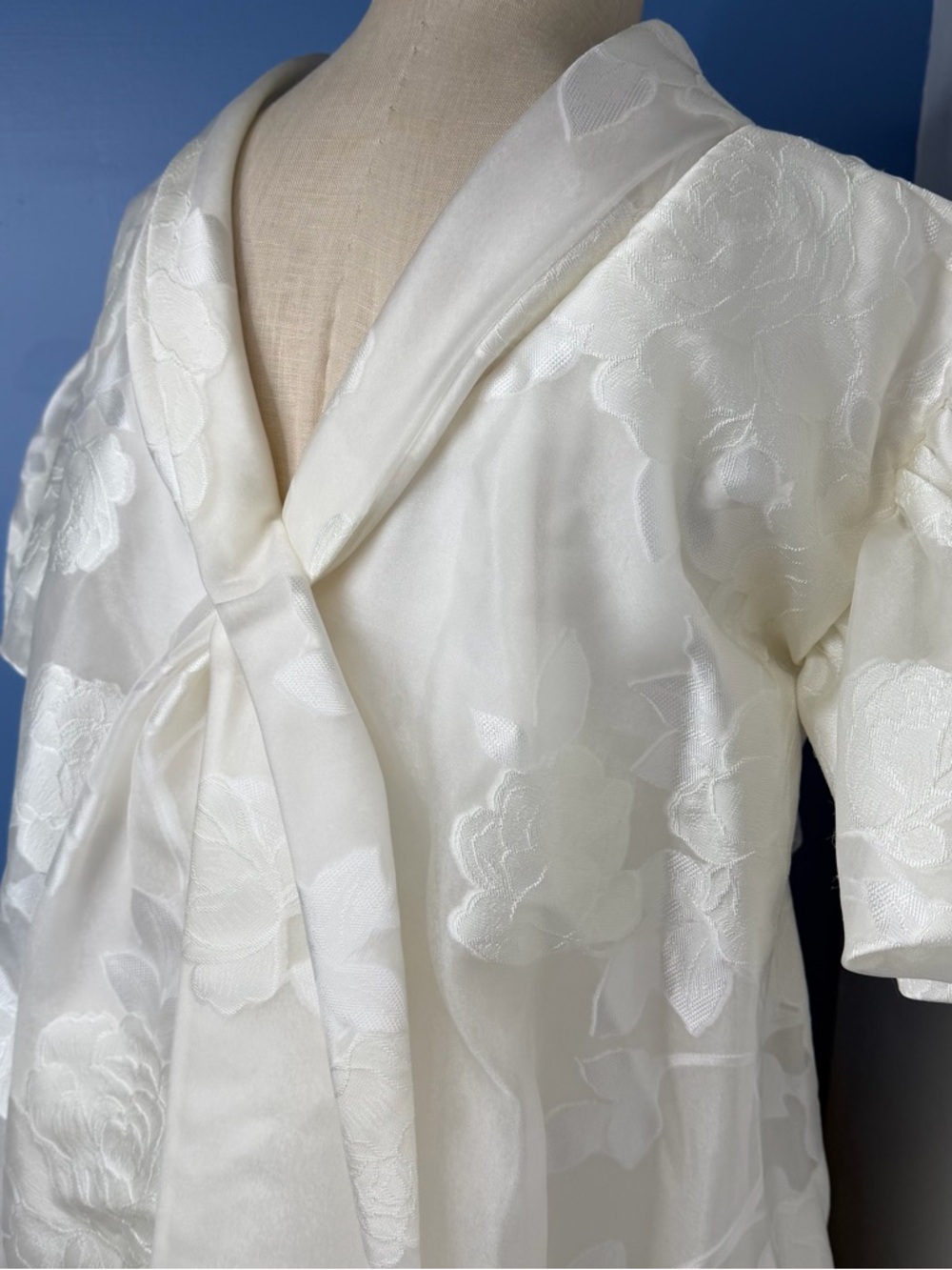 Amsale Little White Dress LW198 Rose Jacquard Coupe Trapeze Dress Ivory NWT Sz 8 - Picture 7 of 10